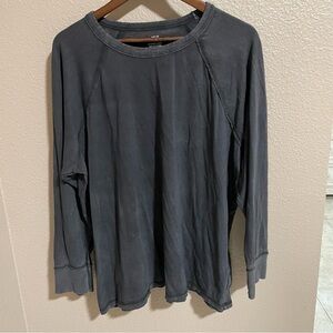 Aerie Washed Black Long Sleeve Crewneck Shirt